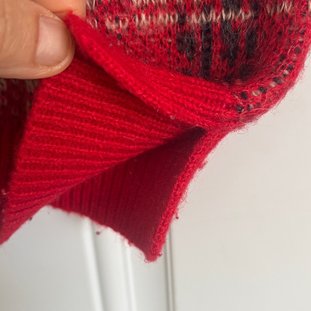 Ann Taylor Red/Black/Camel Plaid Wool Blend Sweater, Size Small - Picture 9 of 13